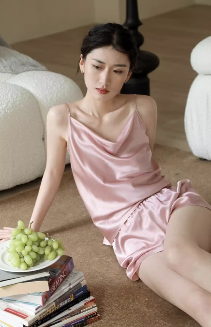 法式極簡 真絲純欲睡衣 短褲套裝