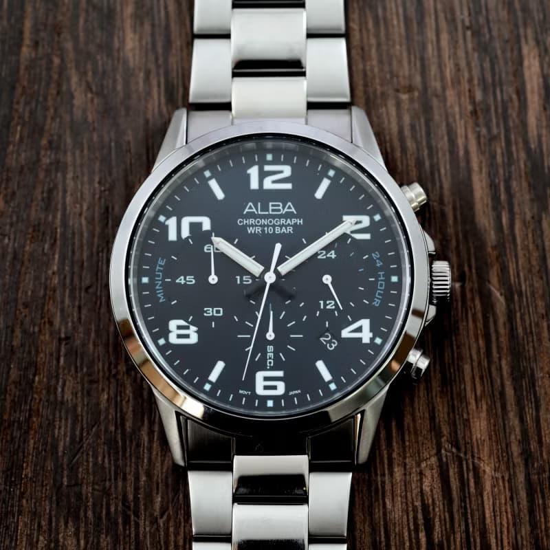 送料無料 SEIKO ALBA メンズ腕時計 クォーツ Chronograph 42mm ダークブルー文字盤 Ref.VD53-X284 手錶 古董錶 日本直送