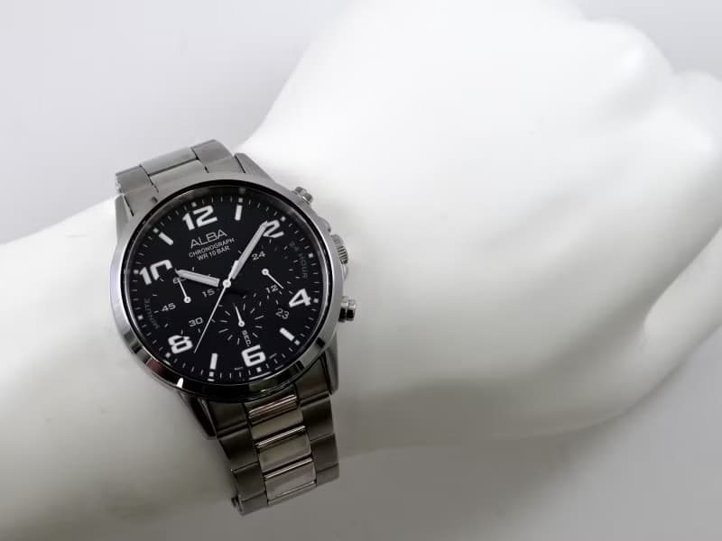 送料無料 SEIKO ALBA メンズ腕時計 クォーツ Chronograph 42mm ダークブルー文字盤 Ref.VD53-X284 手錶 古董錶 日本直送