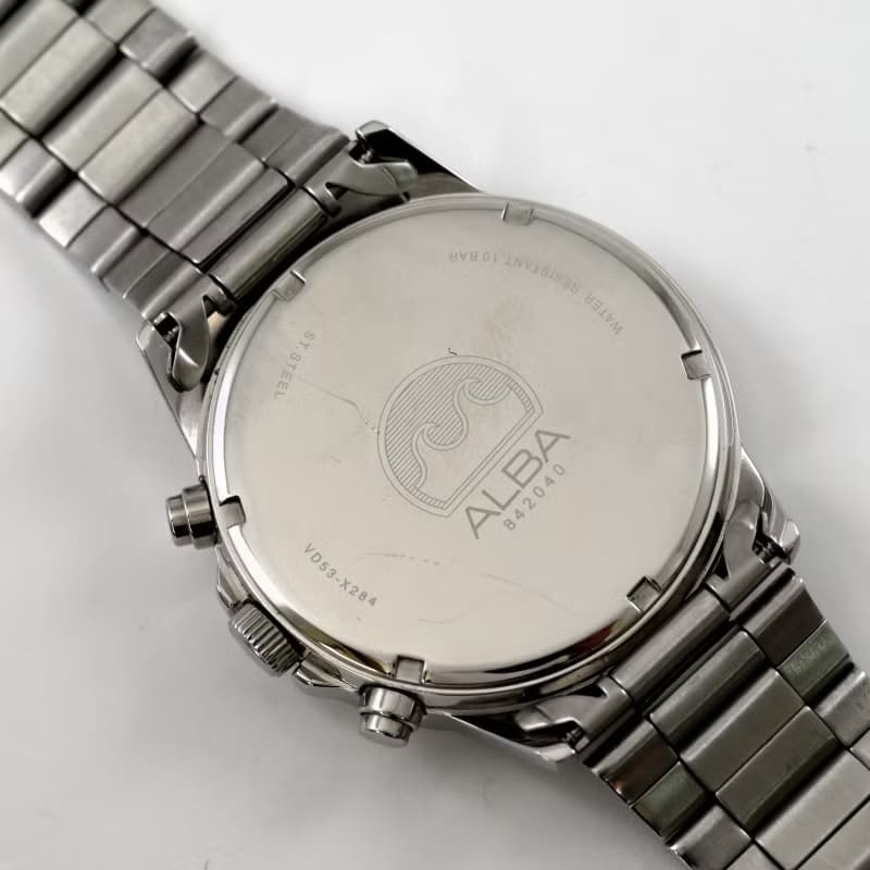 送料無料 SEIKO ALBA メンズ腕時計 クォーツ Chronograph 42mm ダークブルー文字盤 Ref.VD53-X284 手錶 古董錶 日本直送
