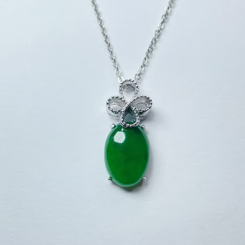 永恆 玉墜 天然碧玉 10x14mm A貨 925 純銀 生日 禮物