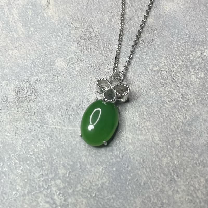 永恆 玉墜 天然碧玉 10x14mm A貨 925 純銀 生日 禮物