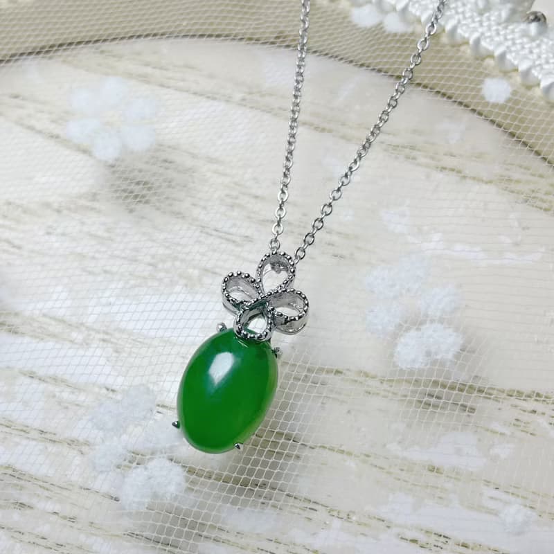 永恆 玉墜 天然碧玉 10x14mm A貨 925 純銀 生日 禮物