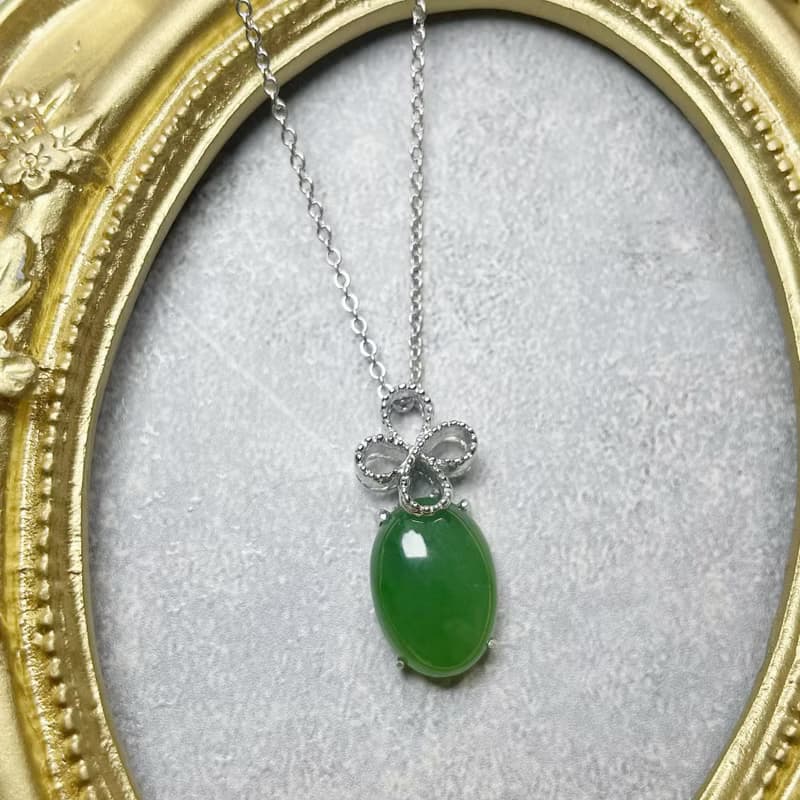 永恆 玉墜 天然碧玉 10x14mm A貨 925 純銀 生日 禮物