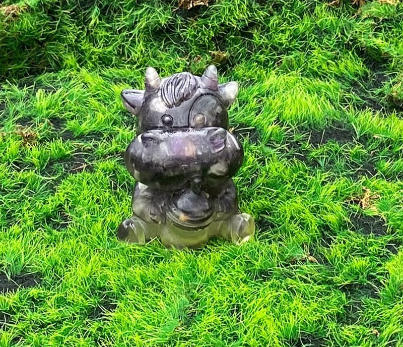 牛轉乾坤-夢幻紫水晶碎石 滴膠好運牛
