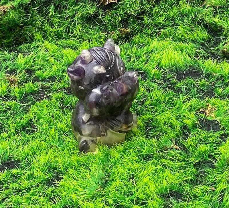 牛轉乾坤-夢幻紫水晶碎石 滴膠好運牛