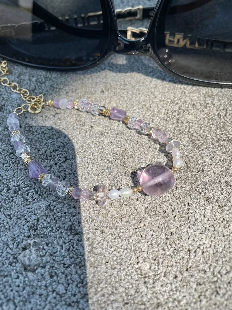 珍珠紫水晶貓頭手鍊