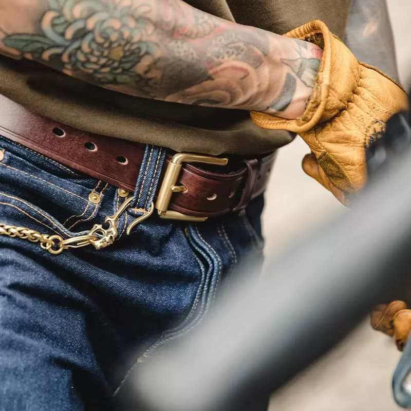 【免費刻英文】復古銅扣真皮皮带 整层牛皮腰带 男士休閒牛仔褲帶