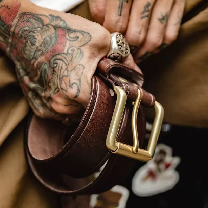 【免費刻英文】復古銅扣真皮皮带 整层牛皮腰带 男士休閒牛仔褲帶