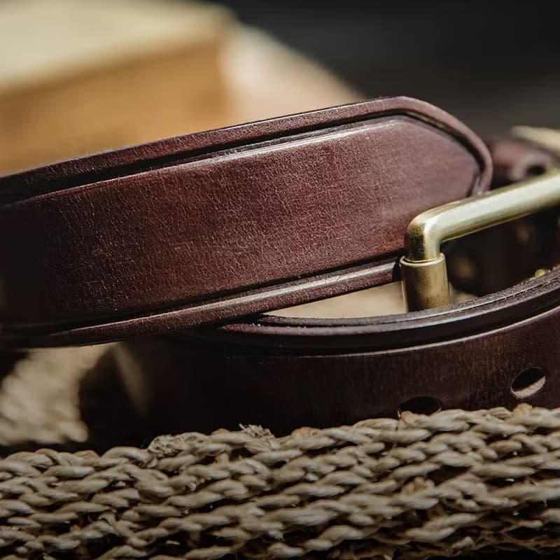 【免費刻英文】復古銅扣真皮皮带 整层牛皮腰带 男士休閒牛仔褲帶