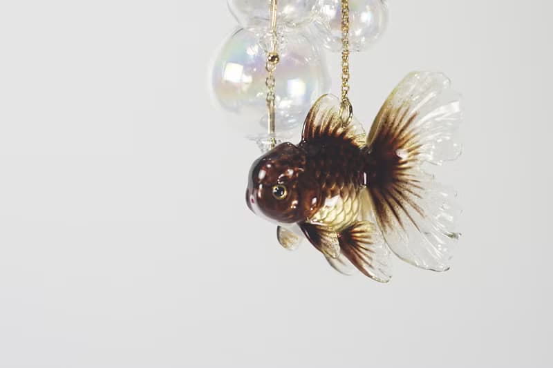 黑色泰獅金魚可愛靈動耳環耳夾 獨立設計 小動物可愛個性創意飾品