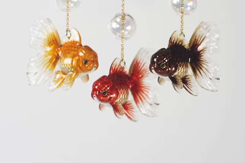 黑色泰獅金魚可愛靈動耳環耳夾 獨立設計 小動物可愛個性創意飾品