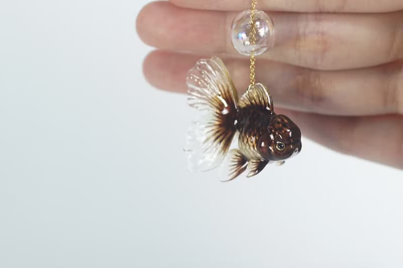 黑色泰獅金魚可愛靈動耳環耳夾 獨立設計 小動物可愛個性創意飾品