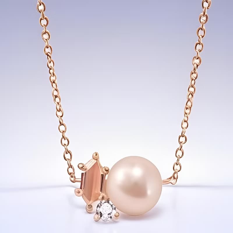 【美鑽銀飾】柔光珍珠 閃耀鋯石 | 玫瑰金 純銀珍珠頸鏈