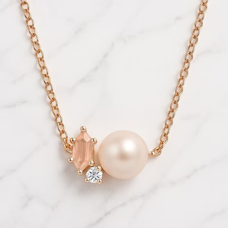 【美鑽銀飾】柔光珍珠 閃耀鋯石 | 玫瑰金 純銀珍珠頸鏈