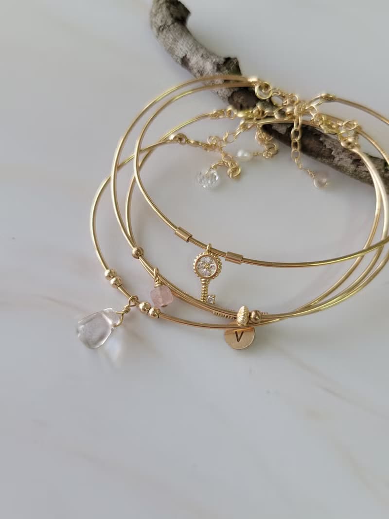 【禮物】許願手環 - 潘朵拉之鑰-鋯石情鎖 14K注金手環