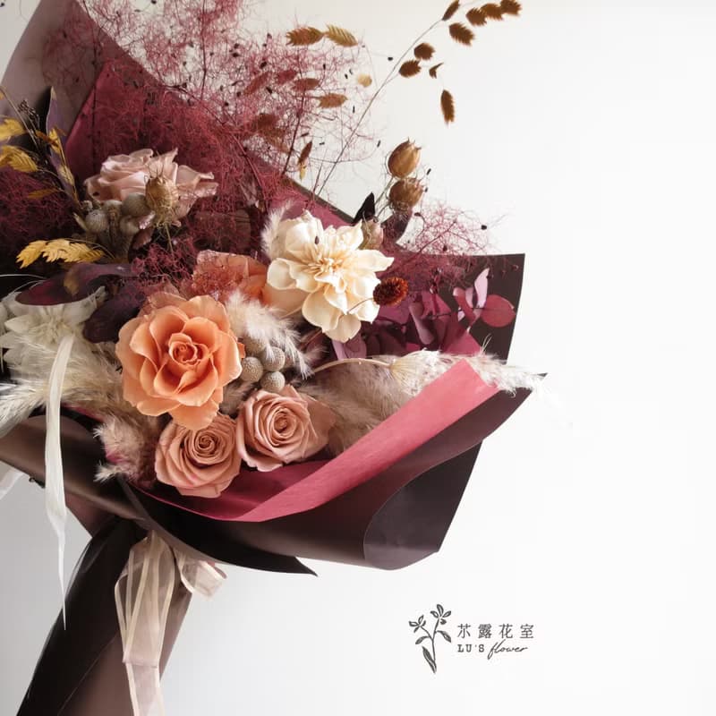 復古橙色 高雅花束