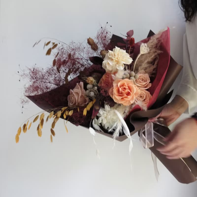 復古橙色 高雅花束