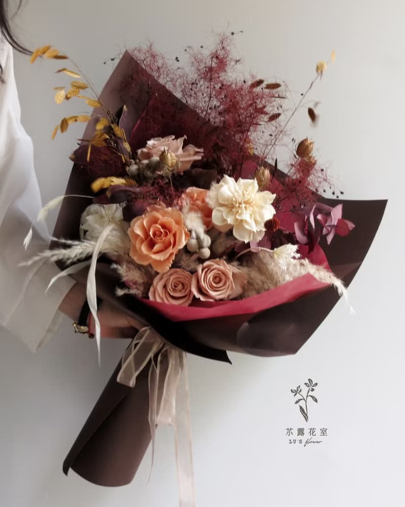 復古橙色 高雅花束