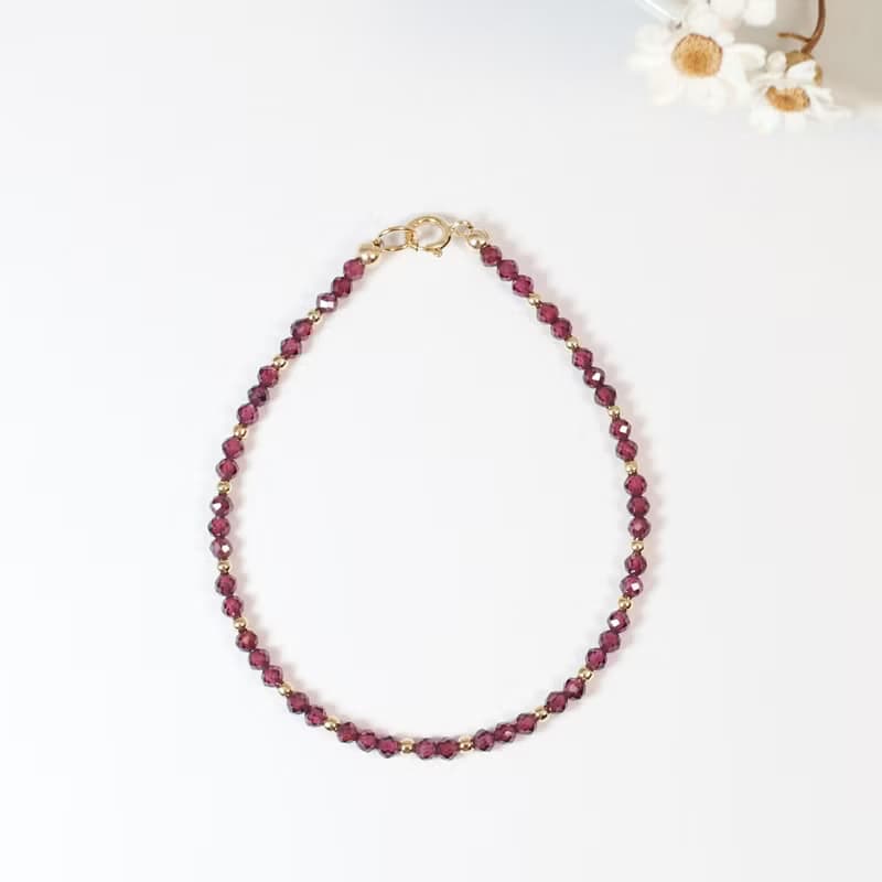 一月誕生石 石榴石 l 愛與勇氣 × 氣血之石 美國14KGF 極細手鍊