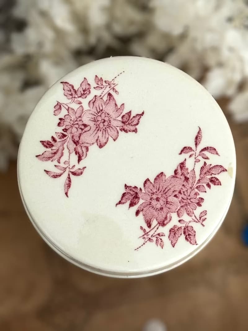 40711-典雅古董Royal Staffordshire 粉色花飾瓷器收納罐
