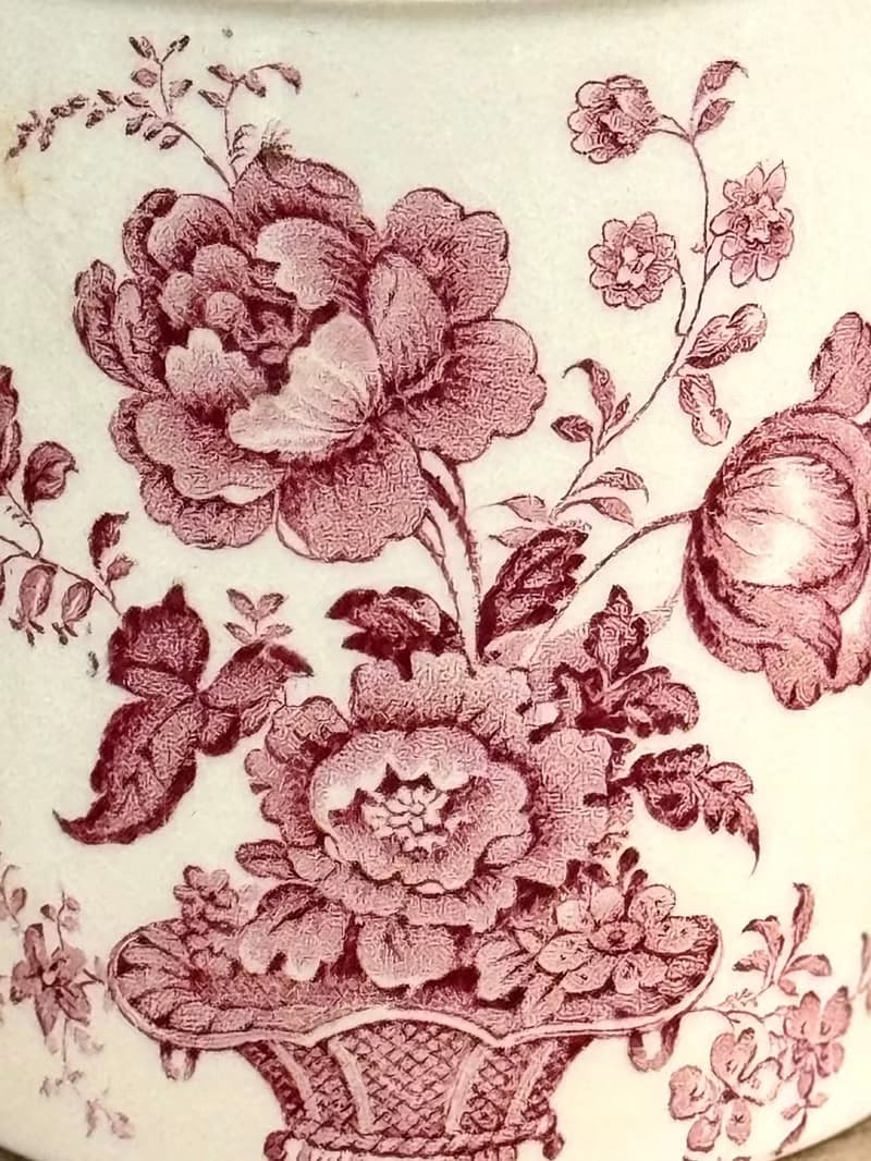 40711-典雅古董Royal Staffordshire 粉色花飾瓷器收納罐