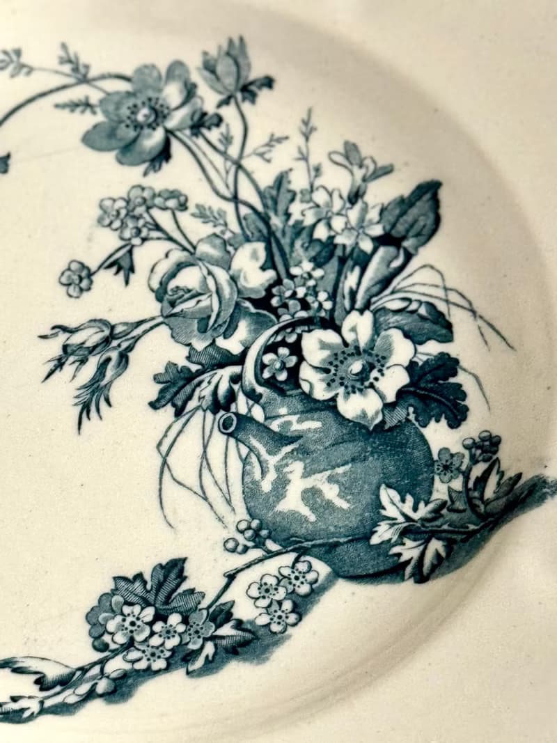 40516-罕見法國K&G Luneville四方型餐盤CHAMPÉTRE 系列21.5cm