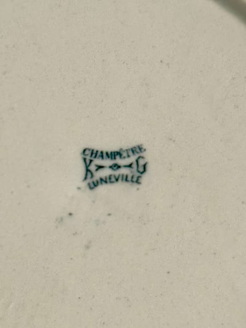 40516-罕見法國K&G Luneville四方型餐盤CHAMPÉTRE 系列21.5cm