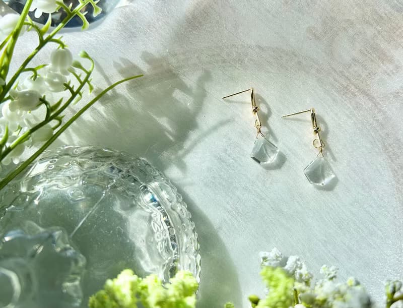 凹面切割白水晶耳環 白水晶耳環 水晶耳環 水晶飾品
