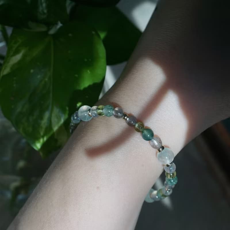 ll 自然之森 ll 葡萄石 拉長石 橄欖石 海藻石 手鍊手環 BR-00028