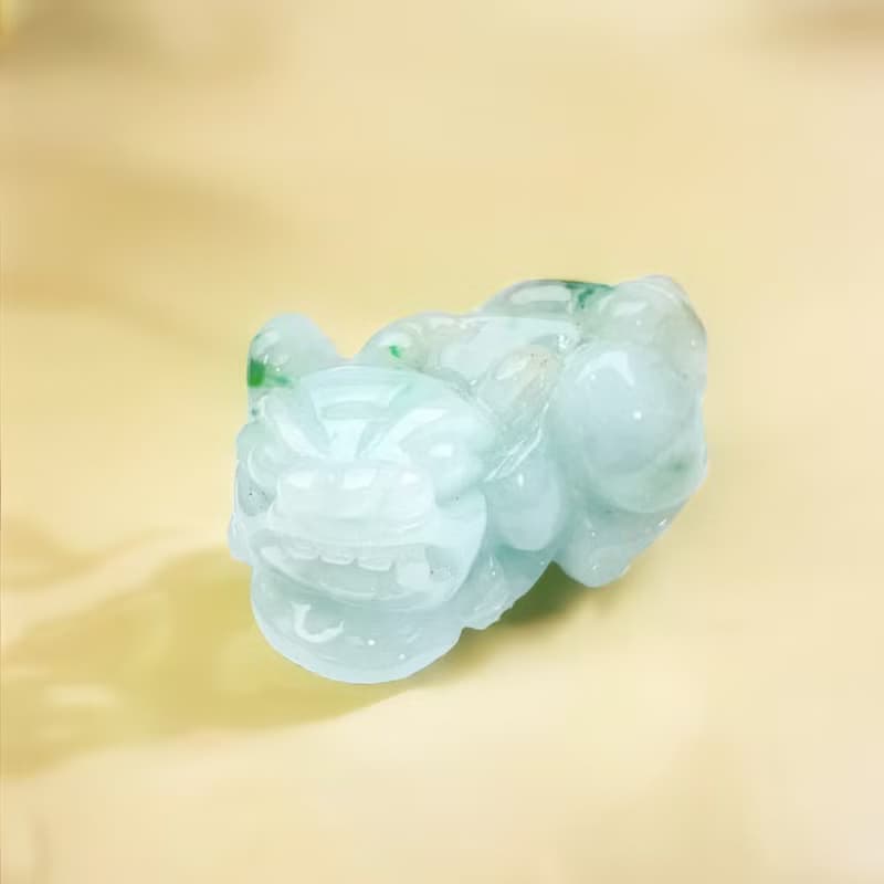 【招財神獸】飄綠花翡翠貔貅擺飾 | 天然緬甸玉翡翠A貨 | 送禮