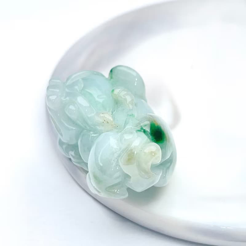 【招財神獸】飄綠花翡翠貔貅擺飾 | 天然緬甸玉翡翠A貨 | 送禮