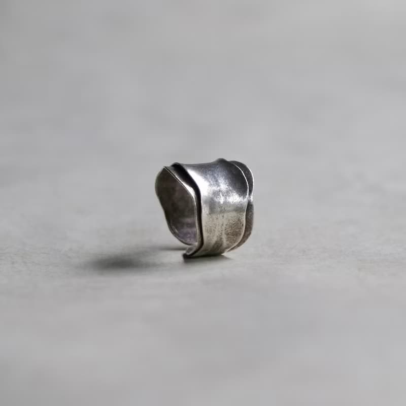 純銀浪花開放戒指