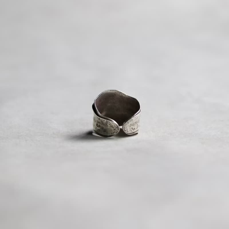純銀浪花開放戒指