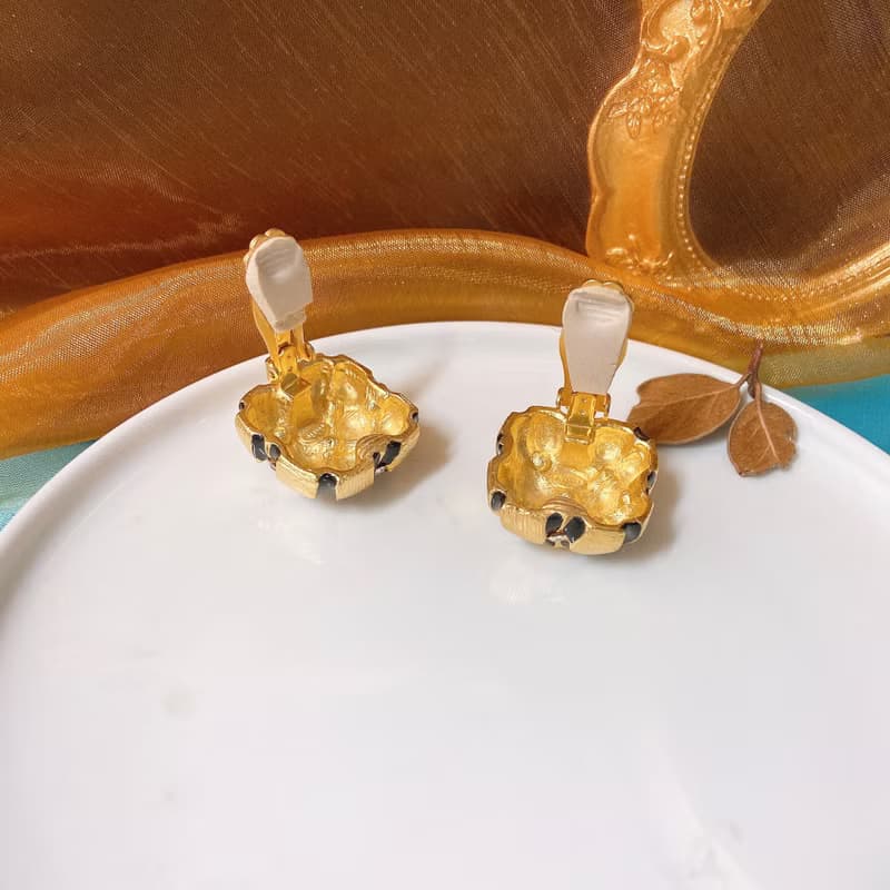 【西洋古董飾品】1960 Gem-craft華麗掐絲紋琺瑯 閃耀 耳環耳夾