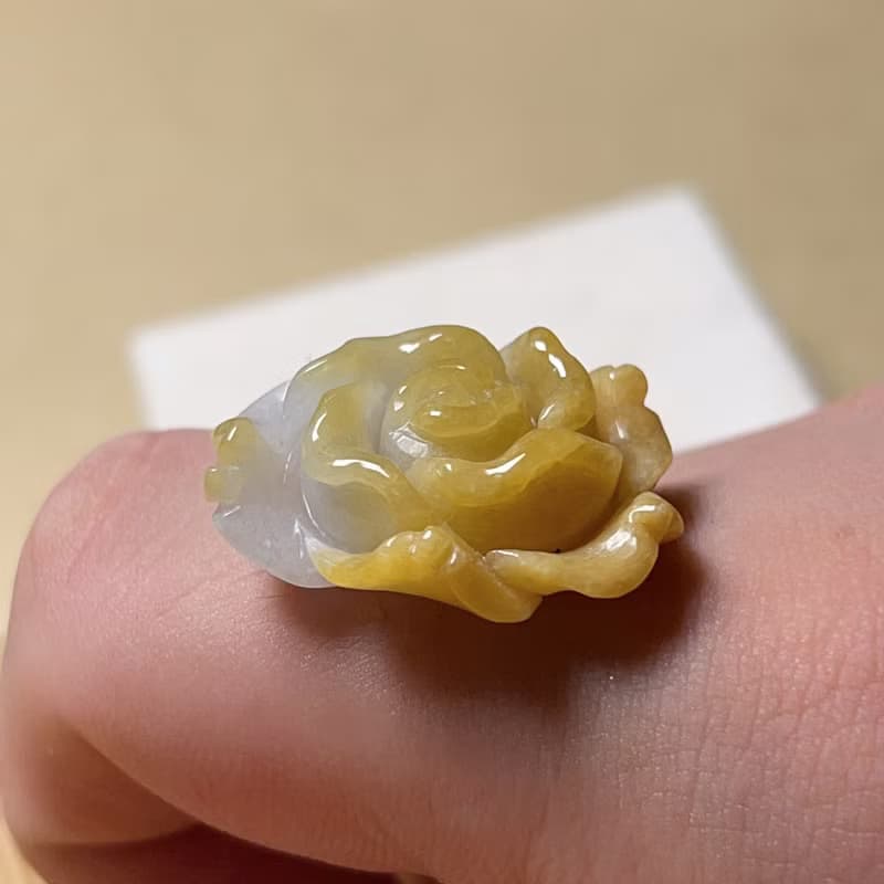 飄黃翡翠玫瑰 | 天然緬甸A貨翡翠 | 送禮