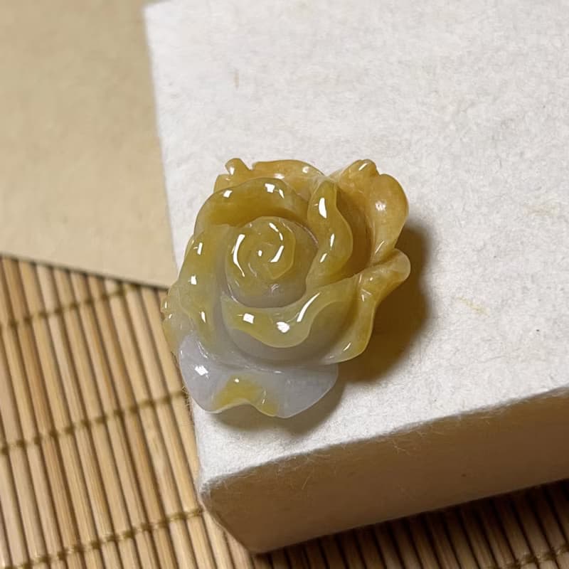 飄黃翡翠玫瑰 | 天然緬甸A貨翡翠 | 送禮