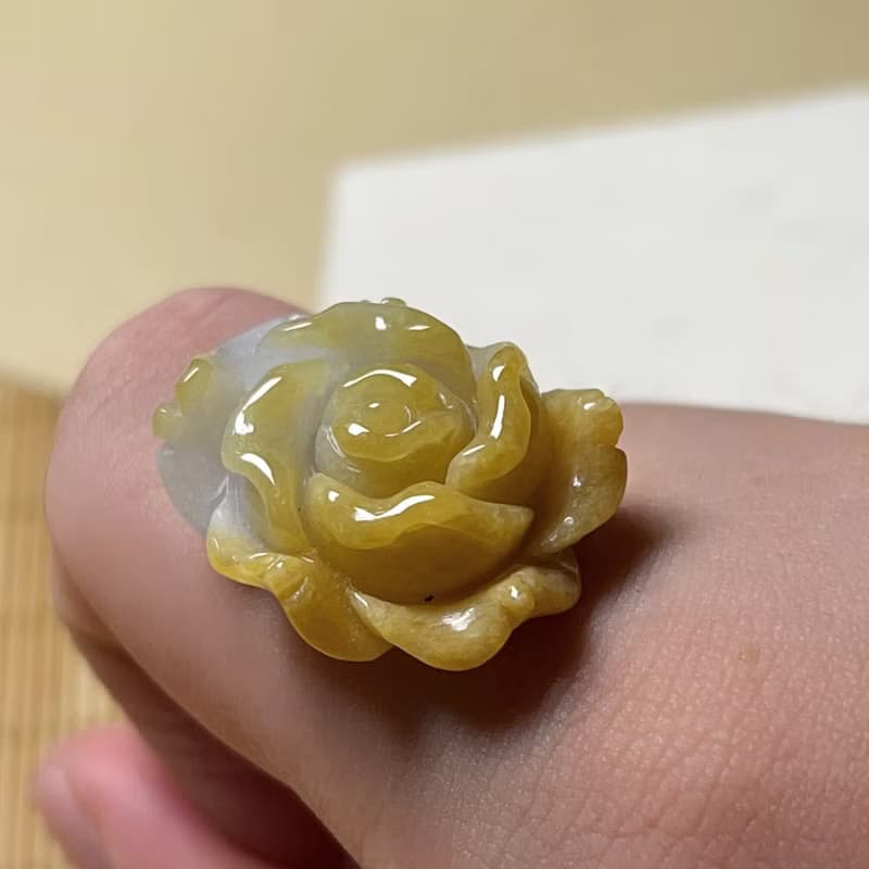 飄黃翡翠玫瑰 | 天然緬甸A貨翡翠 | 送禮