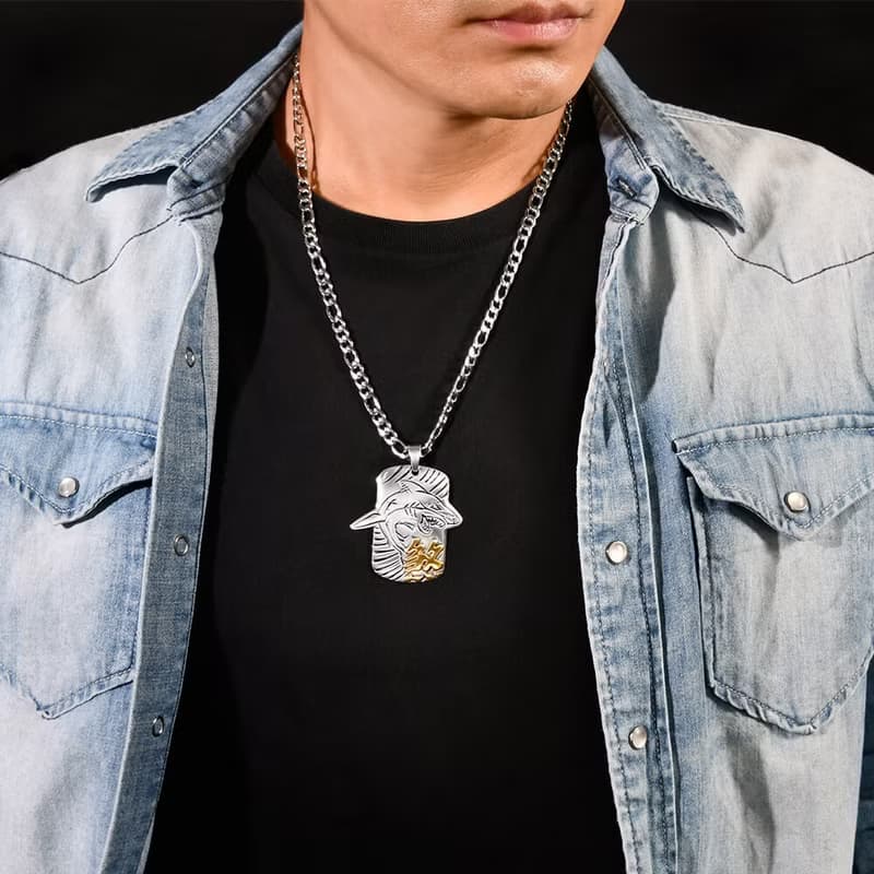 熊 狼 鯊 軍牌項鍊 古銀款 男項鍊 個性項鍊 個性飾品 長項鍊