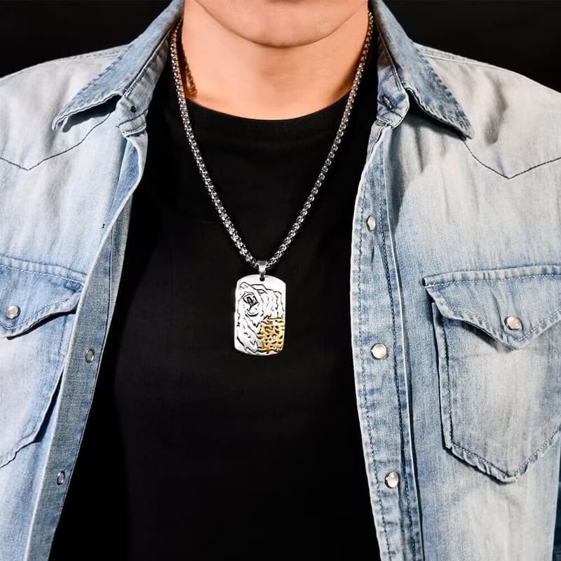 熊 狼 鯊 軍牌項鍊 古銀款 男項鍊 個性項鍊 個性飾品 長項鍊
