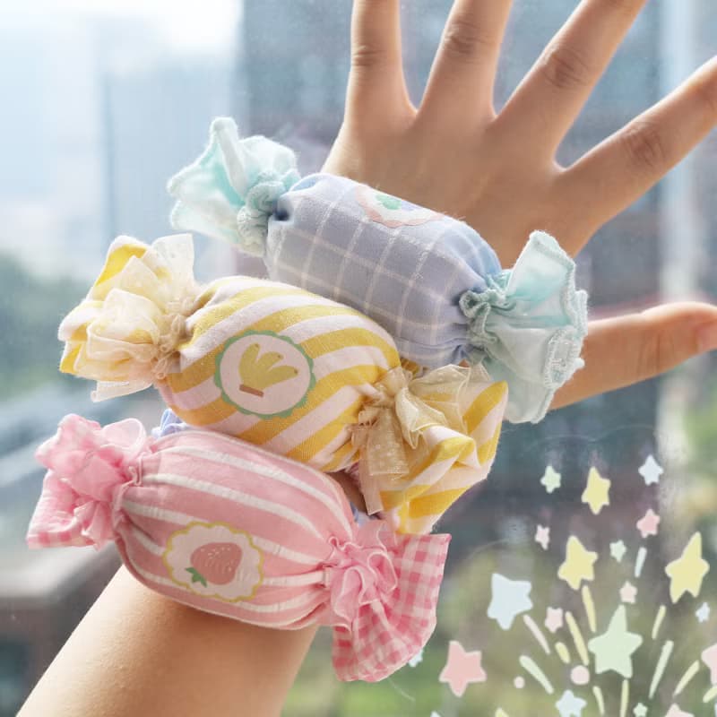 糖果發圈  80s復古昭和 可愛水果發繩 印花布藝拼接
