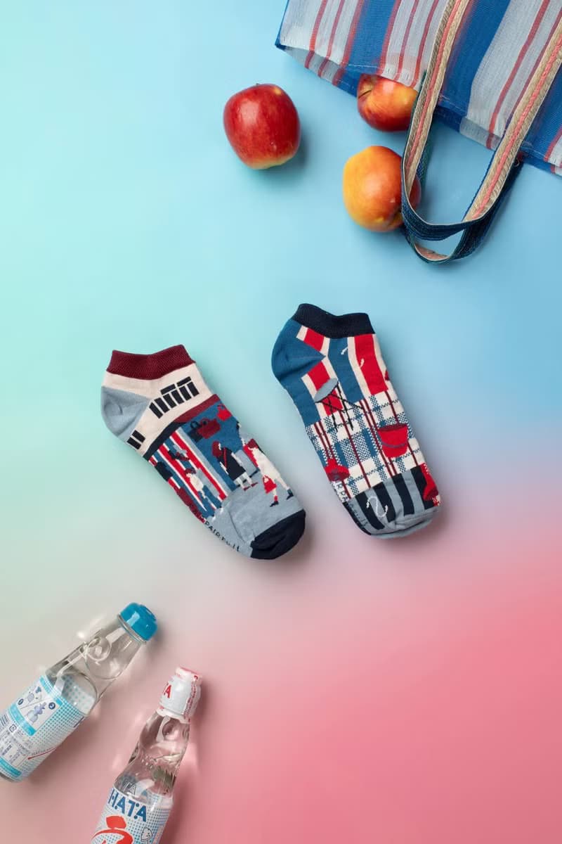 香港原創設計 香港三原色 - 不對稱襪子 低筒襪 【微觀香港格式】