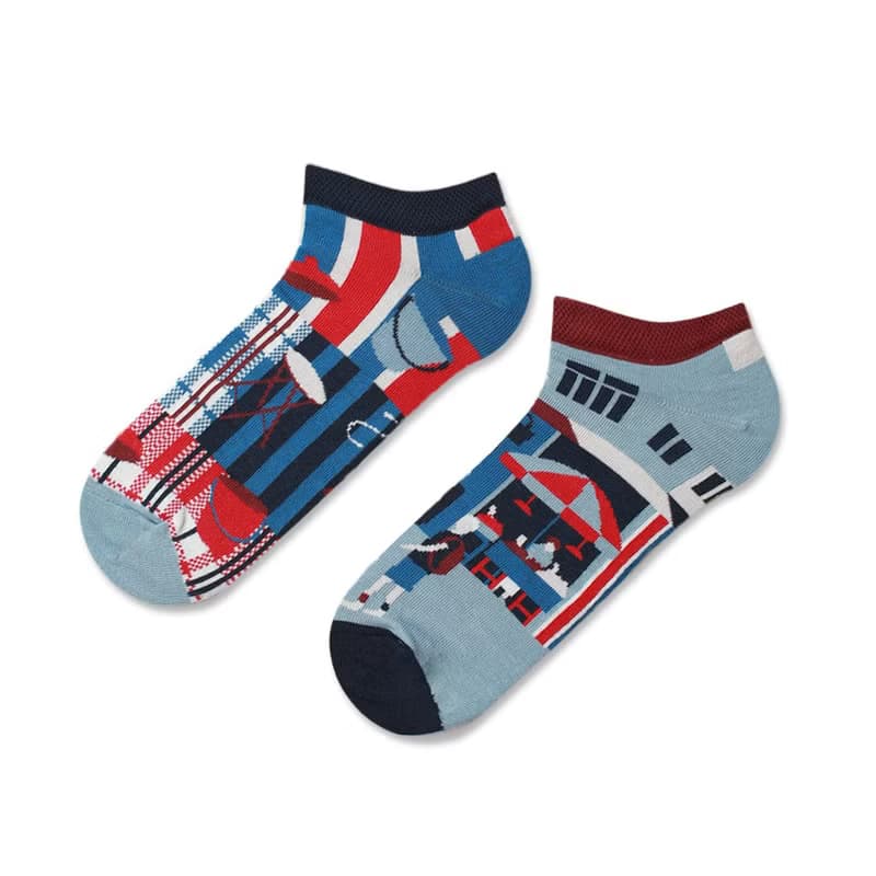 香港原創設計 香港三原色 - 不對稱襪子 低筒襪 【微觀香港格式】