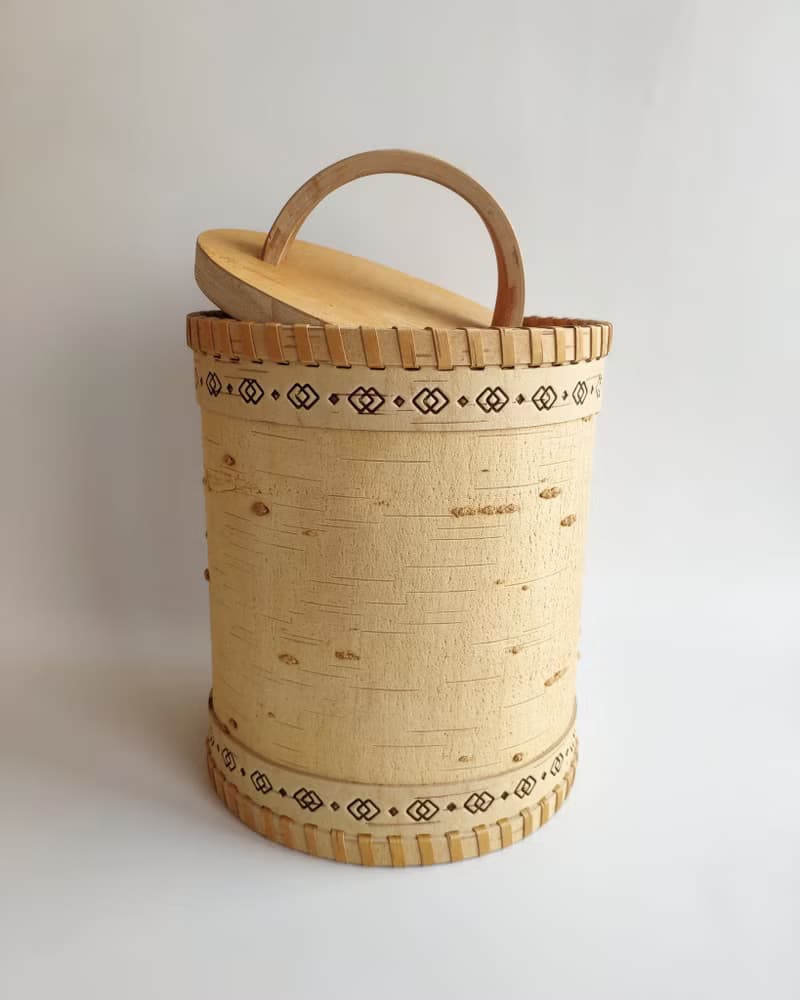 Birch bark box, birch bark canister, tea box