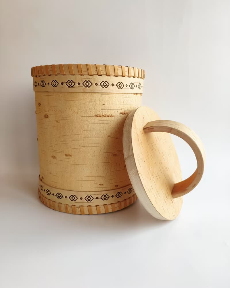 Birch bark box, birch bark canister, tea box