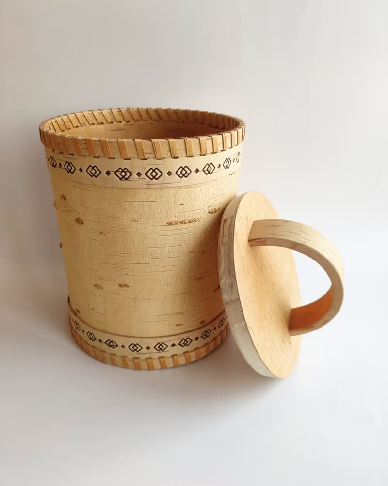Birch bark box, birch bark canister, tea box