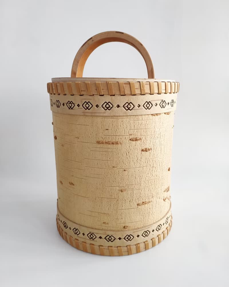 Birch bark box, birch bark canister, tea box
