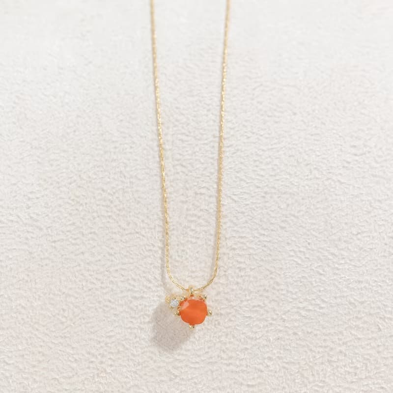 【獅子座生日石】紅玉髓 Carnelian 天然石項鍊 韓國製造