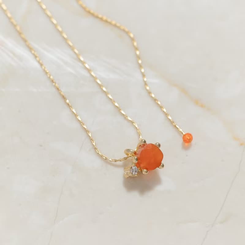 【獅子座生日石】紅玉髓 Carnelian 天然石項鍊 韓國製造