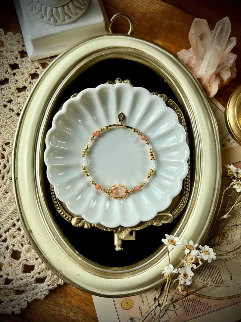 -夕陽輕吻- 天然水晶手鏈/黃銅手鍊